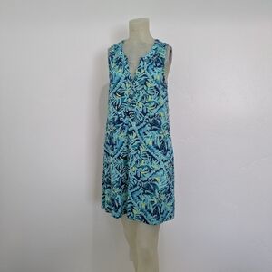 Lilly Pulitzer Essie Tropical Blue and Green Sleeveless Dress